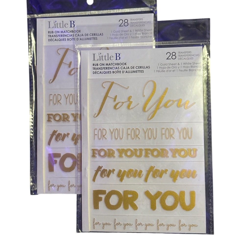NEW Little B For You Rub-On Matchbook Transfers Gold White 28 Count Lot of 2